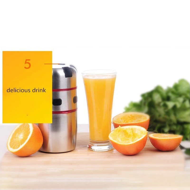 Powerful Stainless Steel Orange Juicer Portable Manual Lid Rotation Citrus Juicer Lemon Orange Tangerine Juice Squeezer