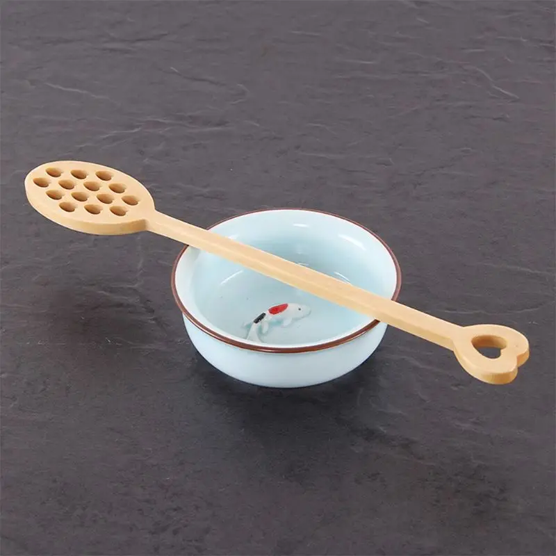 10pcs long handle coffee stir spoon hollow heart shape honey