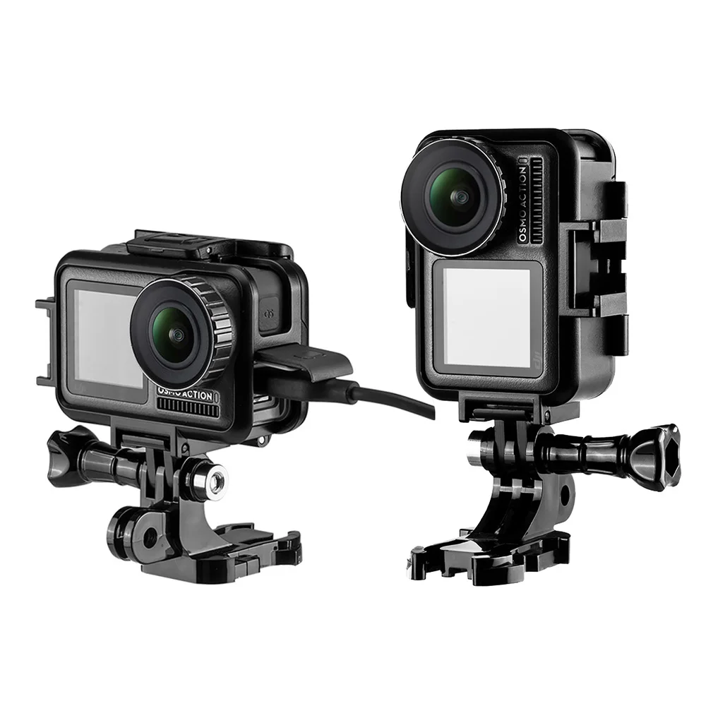 

Vertical Horizontal Frame Case with Cold Shoe Microphone Light Bracket Housing Mount for DJI Osmo Action Sports Camera Accessory