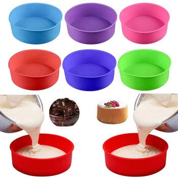 

6/8/9 inch Silicone Cake Mould Round Pan Tins Non-stick Baking Mould Bakeware Tray High Quality Cake Baking Mold Random Color
