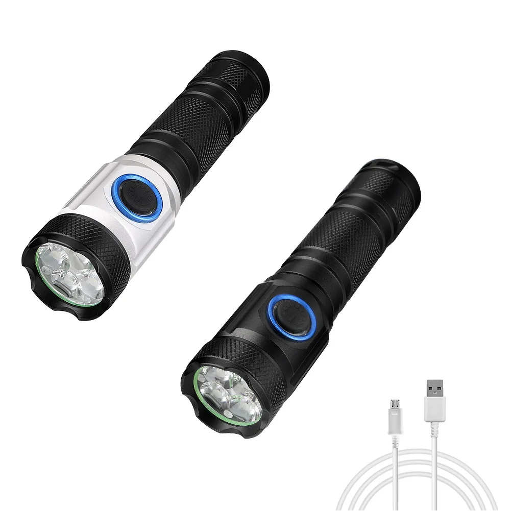 USB Перезаряжаемый фонарик 5 режимов 4* P50 светодиодный тактический фонарь водонепроницаемый портативный фонарь с браслетом для ночной рыбалки 18350