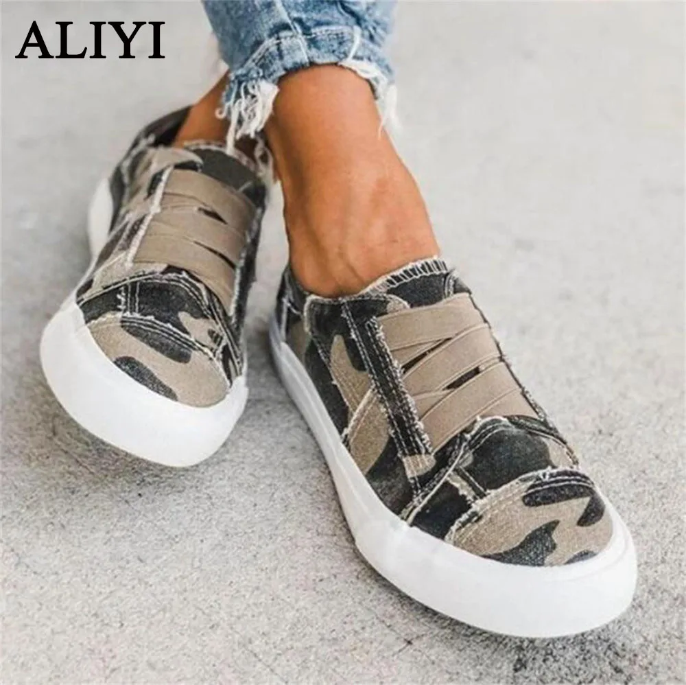 Large-Sized Flats Women 2021 All Season Daily Leopard Elastic Band Ladies Casual Canvas Shoes Comfy Jump Sport Sneakers | Обувь