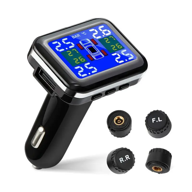Профессиональный автоматический беспроводной TPMS универсальная система контроля давления в шинах с USB разъемом - Цвет: as the picture