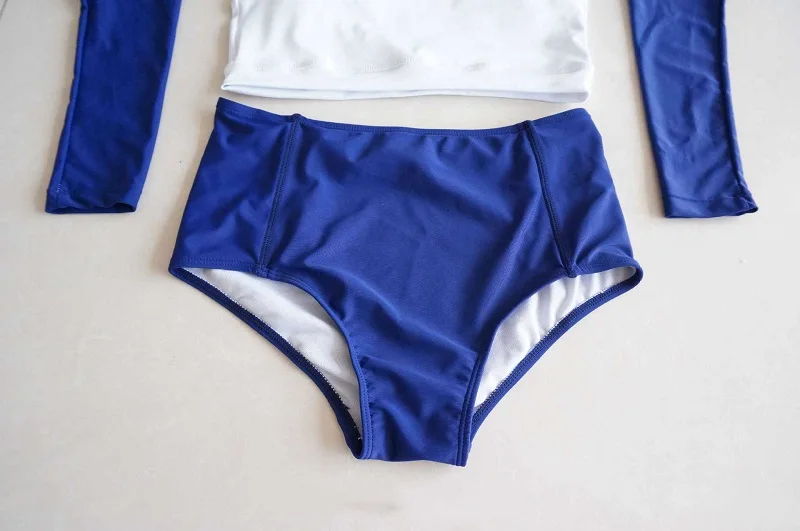 Корейский Rash Guard купальник с длинным рукавом для серфинга женский синий купальный костюм с рукавом купальники УФ футболка женский трико для серфинга