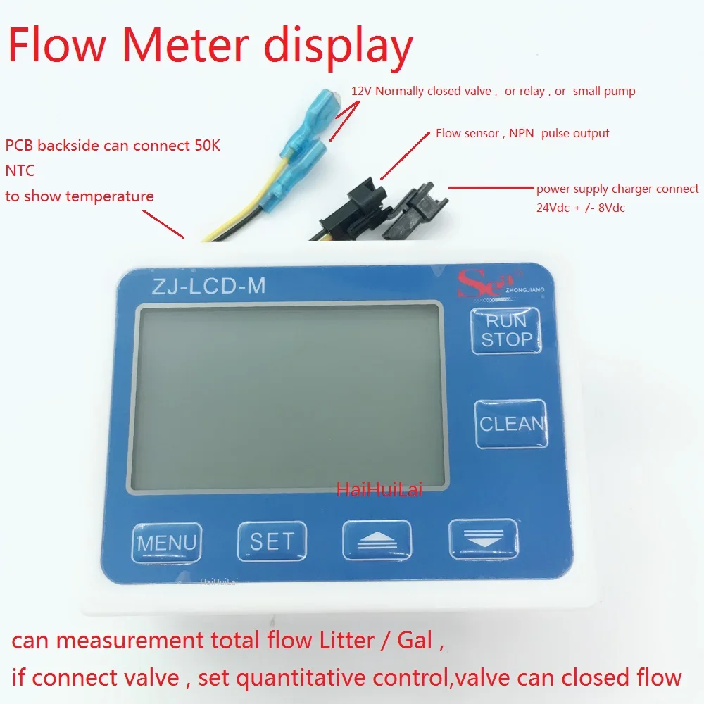 ZJ-LCD-M Display Controller for Hall Flow Sensor Total Flow and Set How Many Liquid Out Quantitative turbine flow sensor
