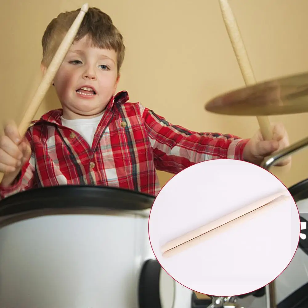 1PairMapleWoodChildrensDrumSticksAntislipDrumsticksMusicToy
