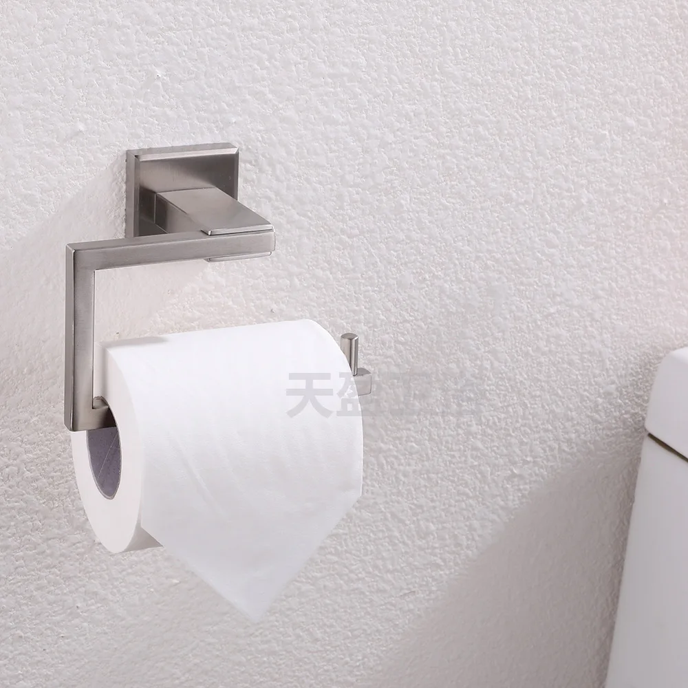 

304 Stainless Steel Paper Towel Holder Paper Roller Toilet Paper Holder Brushed Simple Square Toilet Paper Towel Hook Bathroom P