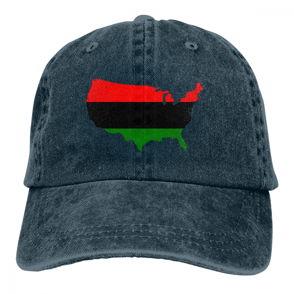 Америка Форма Пан Африканский флаг Casquette натуральный унисекс Мужские Женские джинсовые бейсболка с ремешком кепки Регулируемый Гольф папа шляпа - Цвет: Тёмно-синий