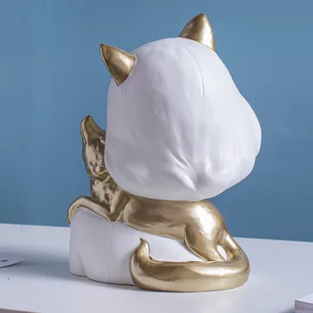 

Creative Personality Ladies and Fox Love Gift People Ornaments Figurine Statue Resin American Style