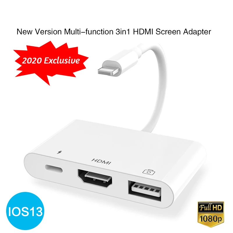 Адаптер UTHAI C62 с Lightning на HDMI USB 3 0 зарядка в 1 адаптер для iPhone IOS13 HDMI1080P симулятор 4K Ipad