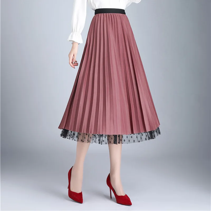 

Fashion Double-sided Wear Skirt 2019 Early Autumn Elegant Versatile Pleated Skirt Slim Fit Slimming Commuting High Waist Skirt