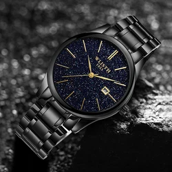 WLISTH Reloj de pulsera de cuarzo para hombre, cronógrafo con espejo Hardlex, a la moda, resistente al agua, con calendario