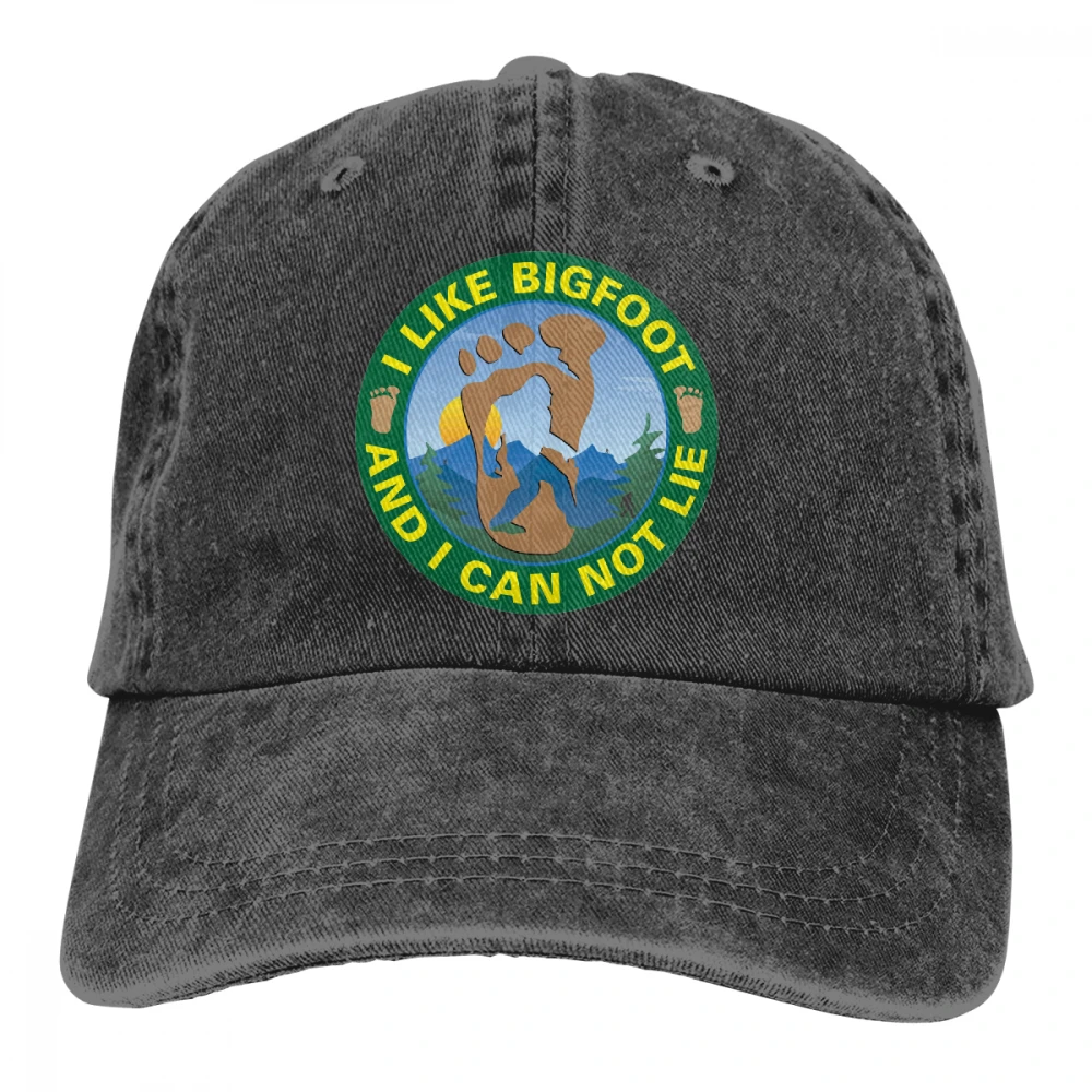 Мне нравится Bigfoot Casquette черный унисекс Мужские Женские джинсовые бейсболка с ремешком кепки Регулируемый Гольф папа шляпа