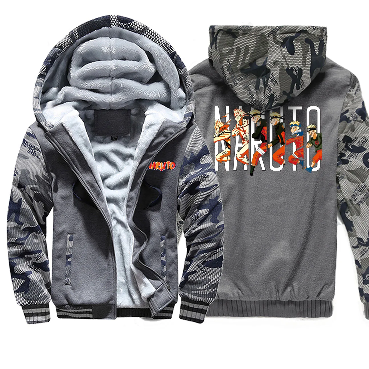Японское аниме Наруто Rikudousennin Modo Camo Мужские куртки Harajuku Повседневный Спортивный костюм зимние толстые теплые флисовые мужские толстовки