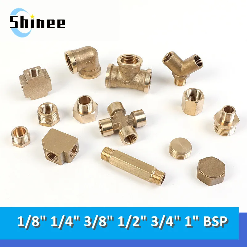 Pipe Fitting Pneumatic Plumbing Brass Male/Female Thread 1/8" 1/4" 3/8" 1/2" 3/4" 1"BSP Copper