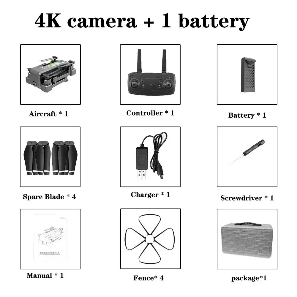 4k 1 battery SHAREFUNBAY Дрон gps 4K HD камера 5G wifi FPV Дрон ESC камера высота держать полет в течение 20 минут Расстояние управления 500 м - Цвет: 4k 1 battery