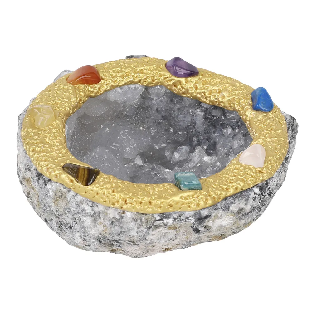 

1pcs Agate Natural Quartz Geode 7 Chakra 8-10CM Healing Stones Energy Crystal Cluster Divination