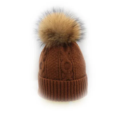 Новые Pom Poms женские зимние шапки повседневные шапочки модная шапка, вязаная крючком бренд женский головной убор из плотной ткани шляпа Bone feminino - Цвет: caramel