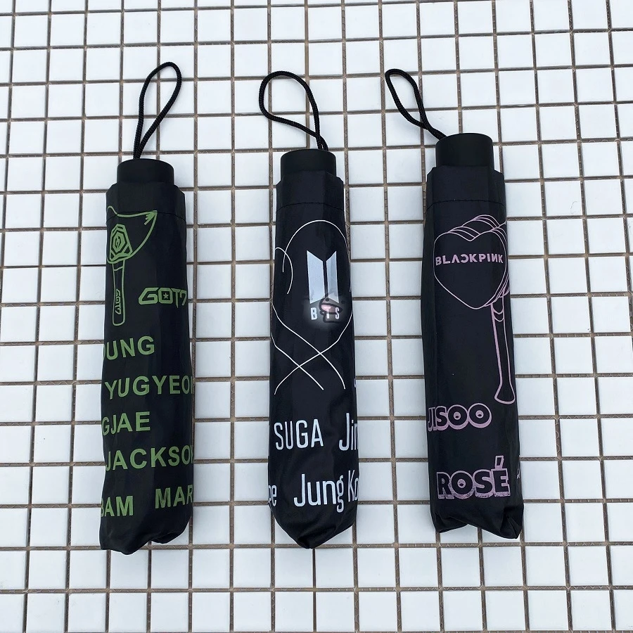 

Kpop Star BLACKPINK got7 jimin suga rm jhope jungkook The Same Black Umbrella Top Quality Sun Protect umbrella toy gift 50cm