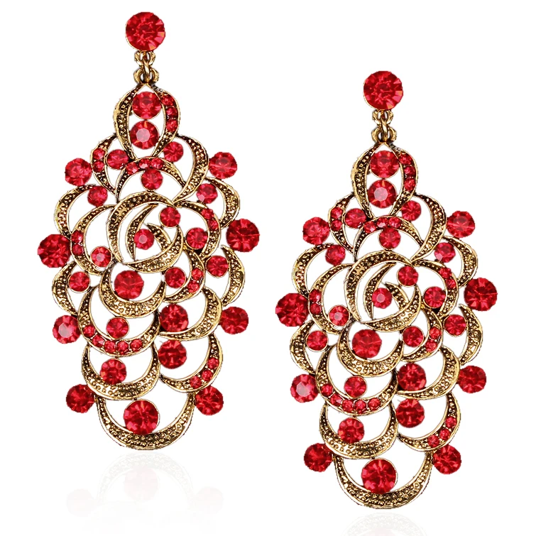 Trend Indian Bridal Earrings Statement Long Dangle Drop Antique Vintage
