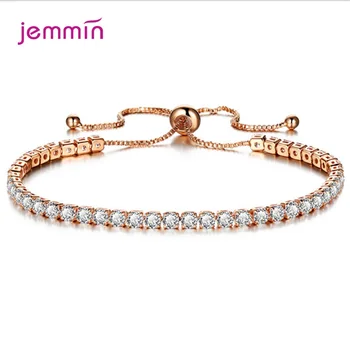

Colorful CZ Bracelet Women Tennis Bracelets Female 1 Row Rhinestones 925 Sterling Silver Chain Bling Crystal Adjustable Bracelet