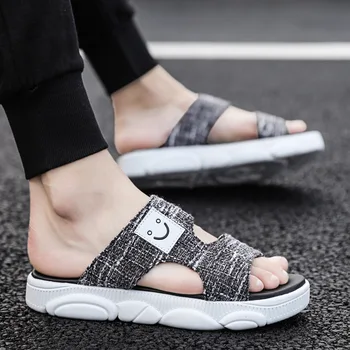 

Slipper Male Set Foot Personality Cloth Shoe Outdoors Trend Ventilation Leisure Time Sandals Male Sandy Beach Sandals