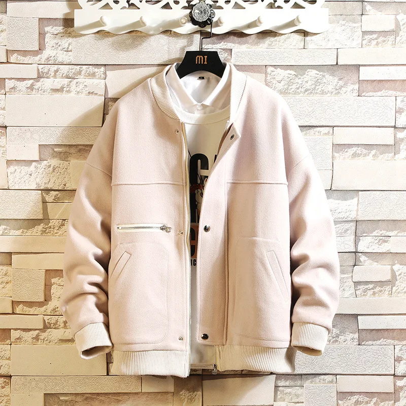 

2019 Winter New Style Men Woolen Jacket Trend Fashion & Sports Short Baseball Collar Trend Stand Collar Coat