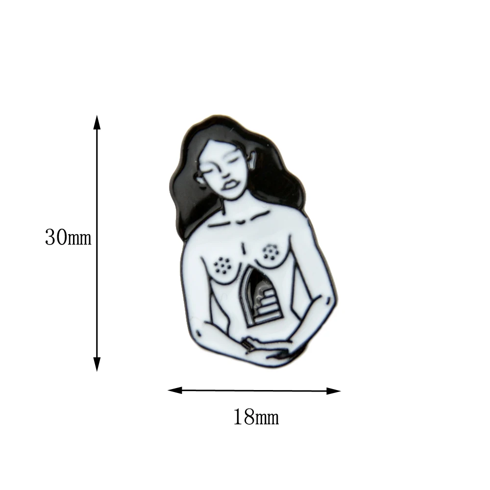 

100pcs Cartoon Mysterious Girl Badge Brooch Pin Leading To The Soul Metal Collar Pin For Women Gift
