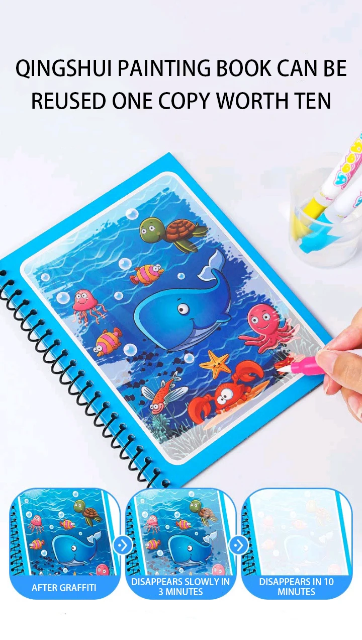 1 stücke Magische Buch Wasser Zeichnung Montessori Spielzeug Wiederverwendbare Färbung Buch Magie Wasser Zeichnung Buch Sensorischen Frühe Bildung Spielzeug