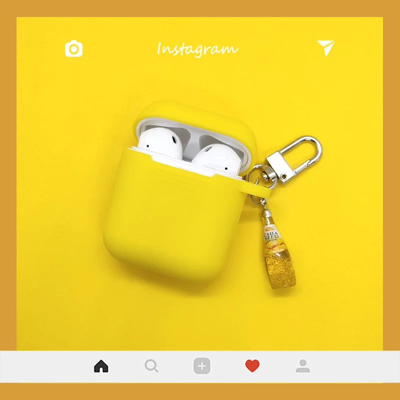 Yellow Чехол для AirPods, милые пивные кожухи головных телефонов для Apple Airpods 1 2 Силиконовые bluetooth-наушники, защитный чехол, кольцо для ключей для вина - Цвет: Yellow