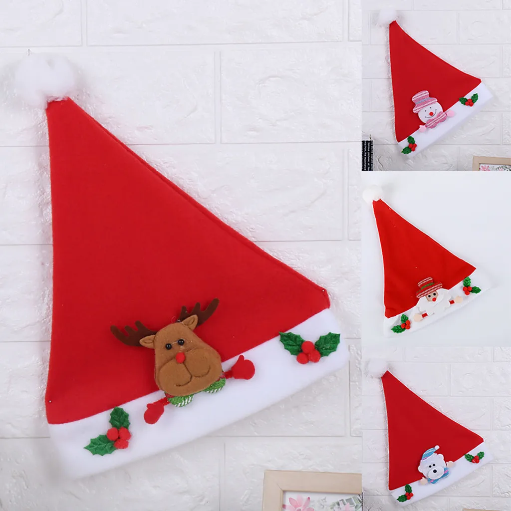 4PCs Unisex Christmas Cap Ornaments Holiday Fancy Dress Christmas Snowman/Deer/Santa Claus Hats Cap For Christmas Party Props#p3