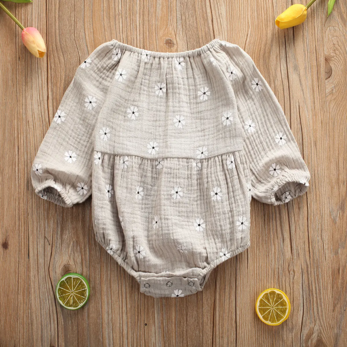 

2020 New Newborn Baby Girl Flower Print Romper Long Sleeve Jumpsuit 0-24M