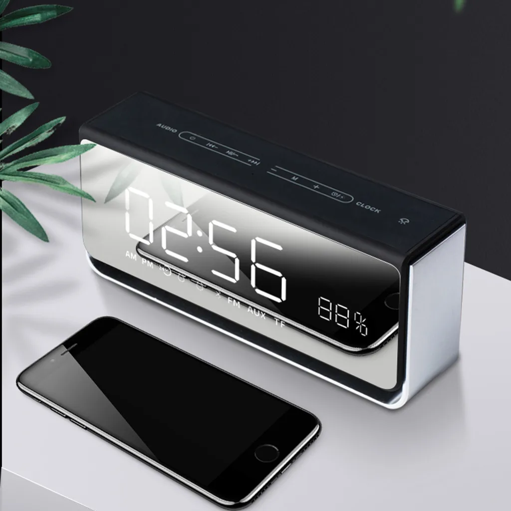 HIPERDEAL беспроводной Bluetooth динамик СВЕТОДИОДНЫЙ Световой будильник с FM радио зеркало дисплей, светодиодный большой экран цифровые часы