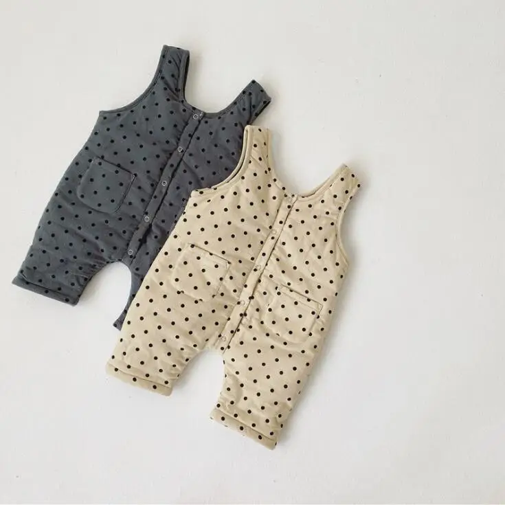 Korea Style Baby Girls Boys Dots Overalls Thicken Fashion Babys Pants 0-5t PP537