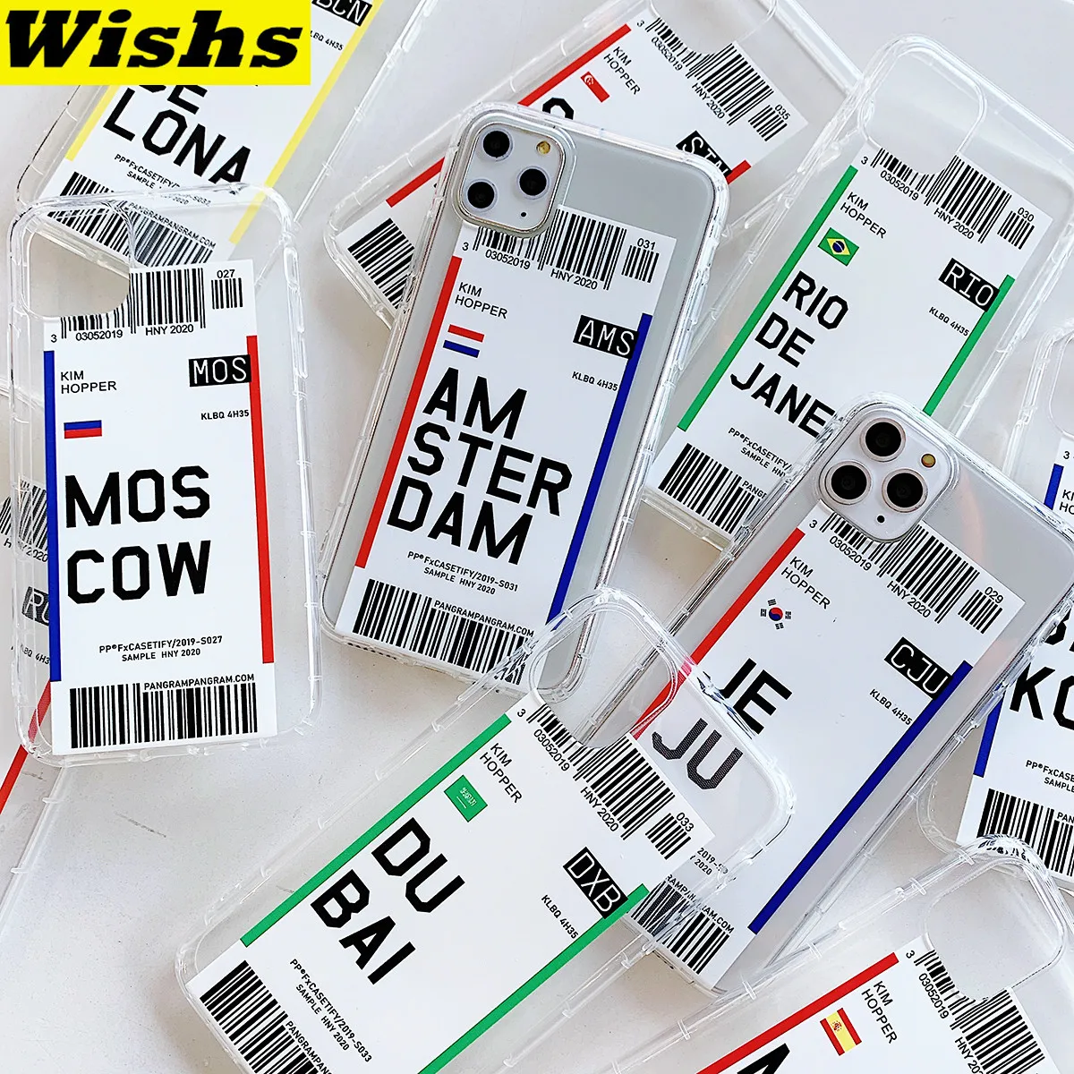 

Hot world-renowned City Travel Air Ticket Label Print Phone Case For iPhone 11 Pro MAX XR XS MAX 6 6S 7 8 Plus Clear Back Cover