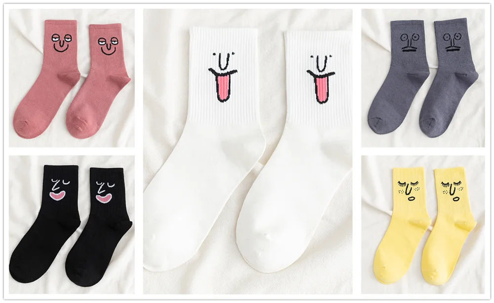 5 пар/упак. унисекс сюрприз средние женские носки Harajuku красочные забавные Женские носочки 100 Хлопок Kawaii Размер 35-42 - Цвет: 5 pairs