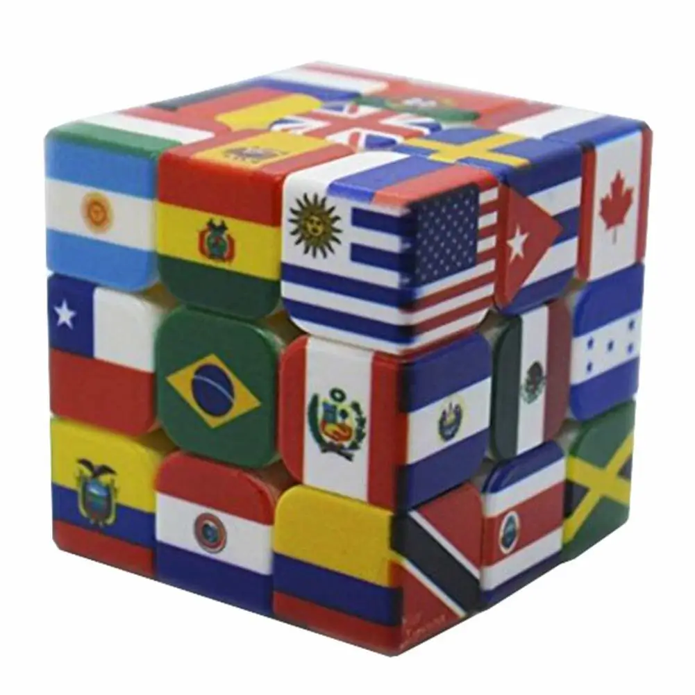 Kuulee, Магический кубик, высокое качество Детские интересные игрушки UV Печатный национальный флаг, волшебный куб, обучающие игрушки для детей 3x3x3