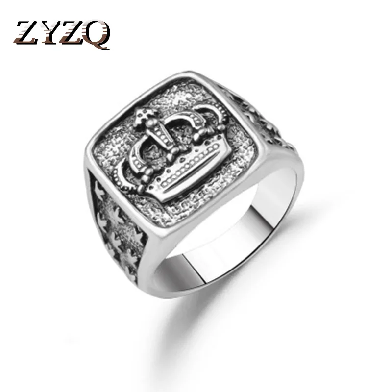 

ZYZQ Vinatge Rome Stylish Punk Knuckle Thumb Rings For Men With Noble Crown Engraved Pattern Design Birthday Gift For Boyfriend