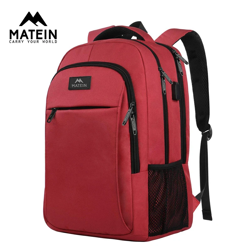 Red Matein модный мужской рюкзак с защитой от краж с зарядным устройством USB 15,6 дюймов женский рюкзак для ноутбука mochila школьные сумки для девочек-подростков - Цвет: Red