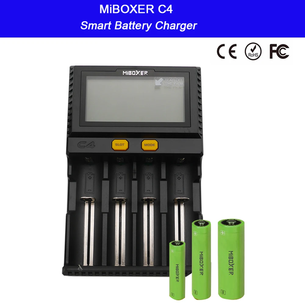 Умное зарядное устройство Miboxer C4 ЖК дисплей для литий ионных IMR ICR LiFePO4