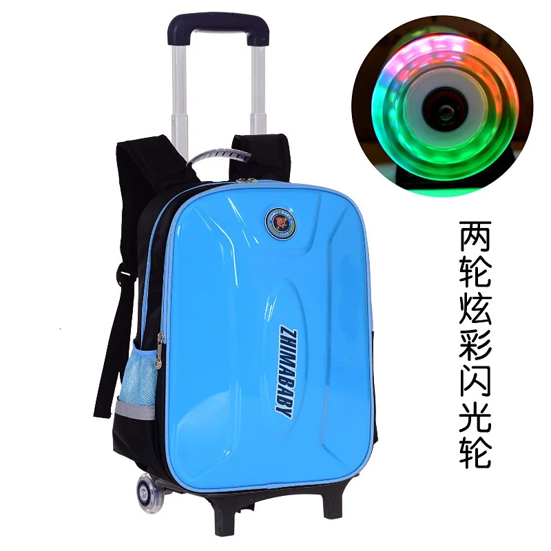 2 wheel sky blue Сумки на колесиках, школьный рюкзак для детей, для мальчиков и девочек, сумка на колесиках, Съемный Детский Школьный рюкзак на колесиках, дорожная сумка Mochila - Цвет: 2 wheel sky blue