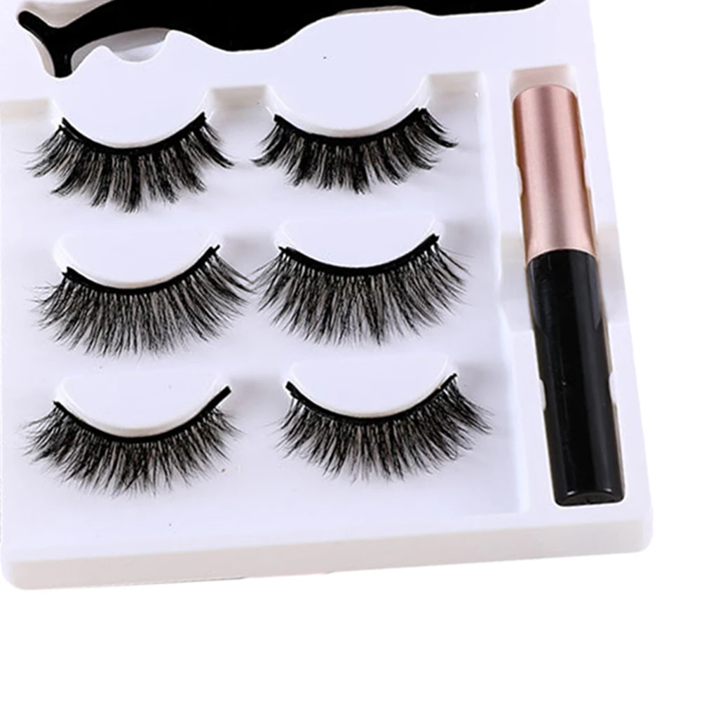 3 pairs 3D Magnetic False Eyelashes Eyeliner Magnetic Eyelashes Bushy Kit Natural Eye Lashes Extension Waterproof