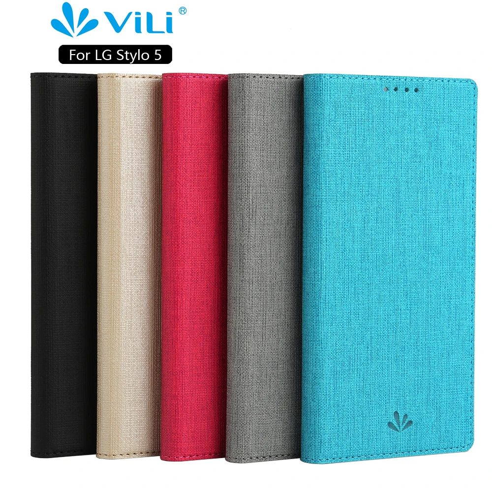 

Luxury Leather Sackcloth matte Magnetic Wallet Flip Case Cover For LG Stylo 5