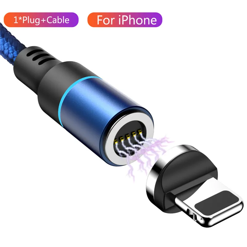 1 м 2 м Магнитный Micro USB кабель для iPhone X XS samsung Android Phone 3A Быстрая зарядка usb type C кабель магнитное зарядное устройство провод шнур - Цвет: Blue iOS Cable