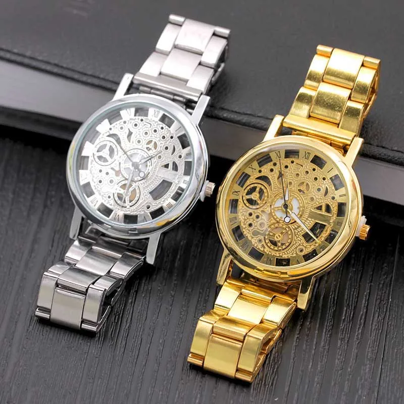 

Simple Fashion Wristwatch Rome Digital Alloy Strap Clock Hollow Clairvoyant Watches Men And Women Casual Quartz Watch d8