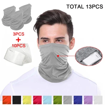 

Bandana Scarf with 10Pcs PM2.5 Filter Outdoor Sport Neck Gaiter Face Mask Anti Dust Fog Breathable Protective Turban Headwear