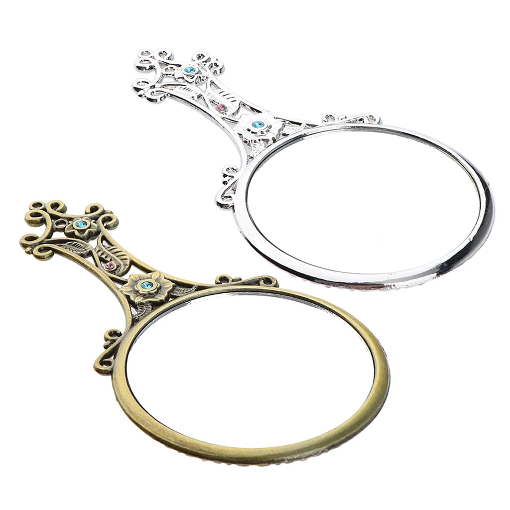 2pcs Royal Fancy Vanity Makeup Mirrors Beauty Cosmetics Hand Held Mirror for Home Salon, Portable Travel Pocket Size