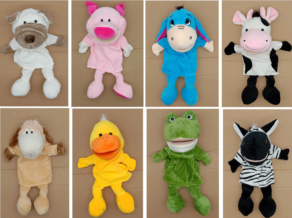 Cute plushies Hand Puppets Animal theater muppets sock puppet for babies adult Kid Gifts hand doll telling story toy frog dog pig hand puppet