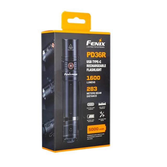 usb type-C зарядный Fenix PD36R 1600 люмен ультра-компактный аккумуляторный тактический фонарик с литий-ионным аккумулятором 5000 мАч - Испускаемый цвет: PD36R
