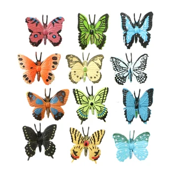 

12 Pack Simulation Insect Model Butterfly PVC Color Butterfly Wild Animal Model Cognitive Toy Decoration